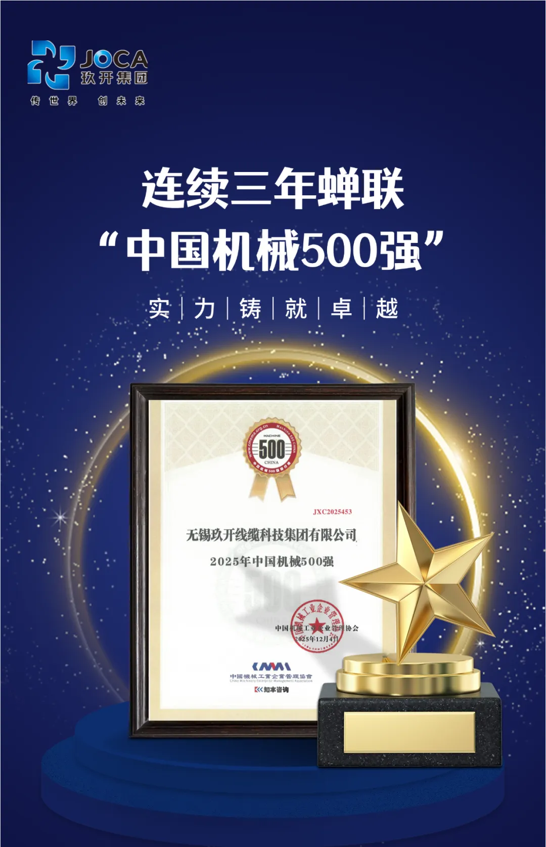 6731顶级游戏集团陆续三年荣登“中国机械500强” 综合实力再获权威认可